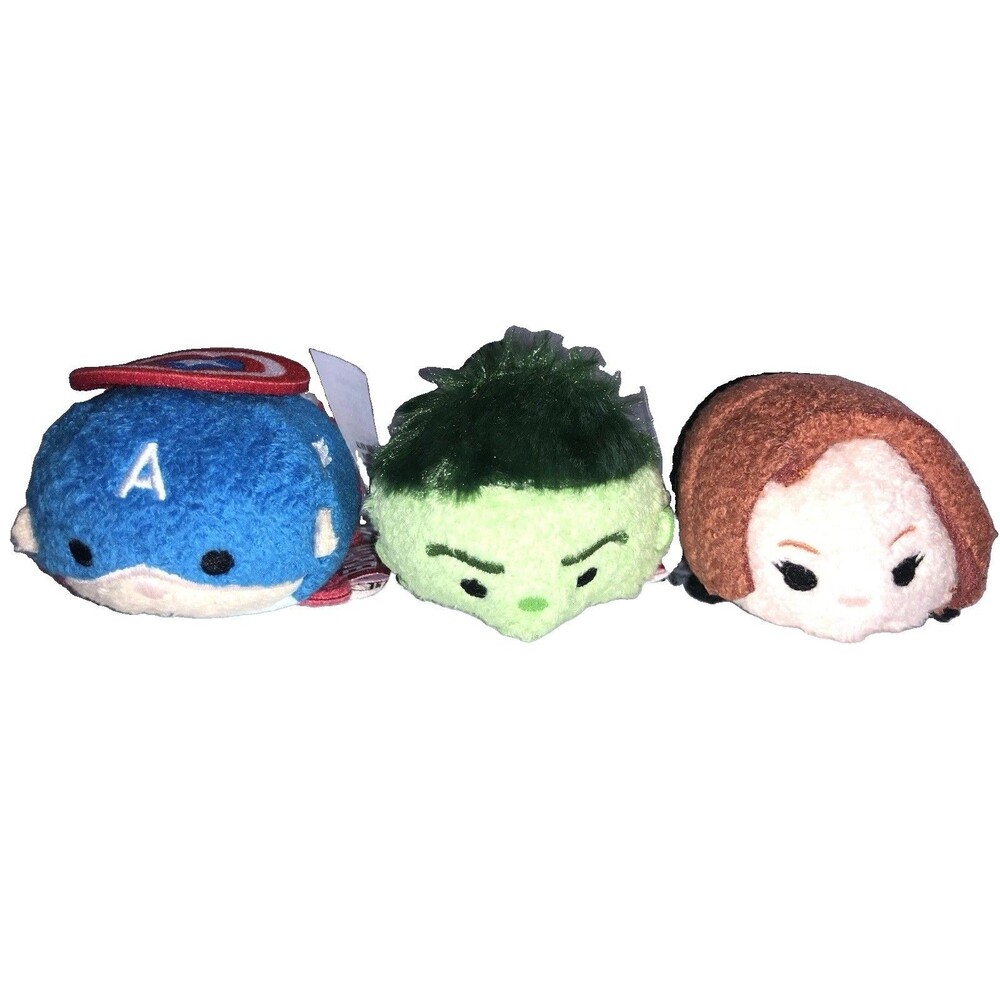 Disney Store Marvel TSUM TSUM MINI PLUSH Captain America Hulk Black Widow NEW